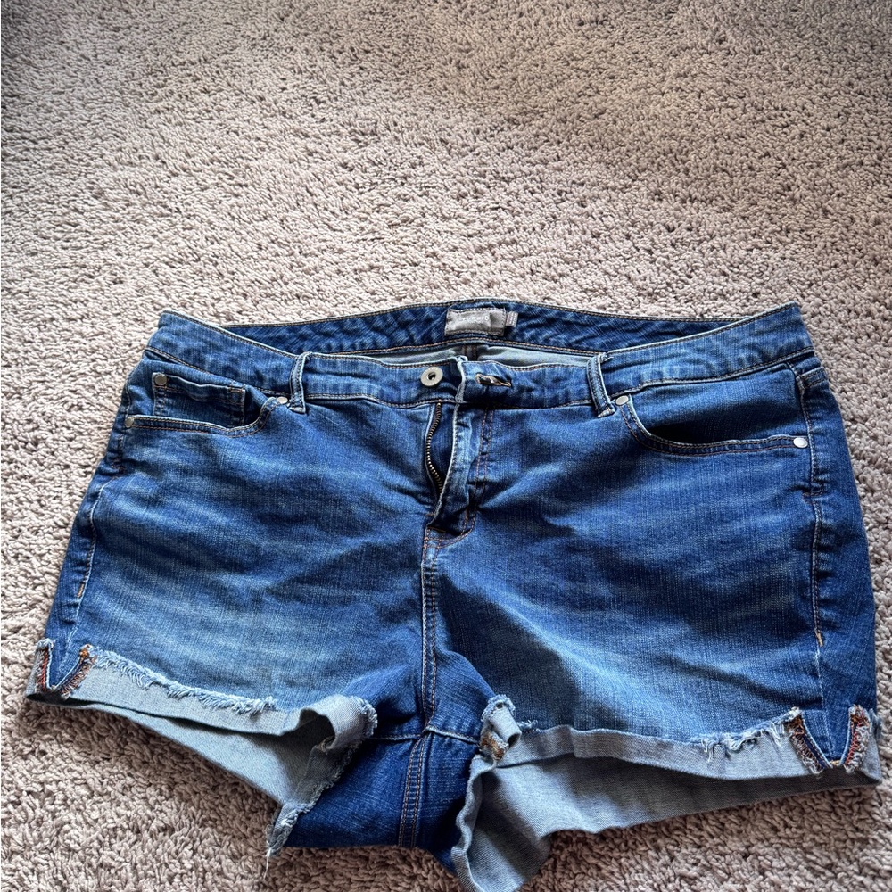 Torrid Blue Jean Shorts with Distressed Hem